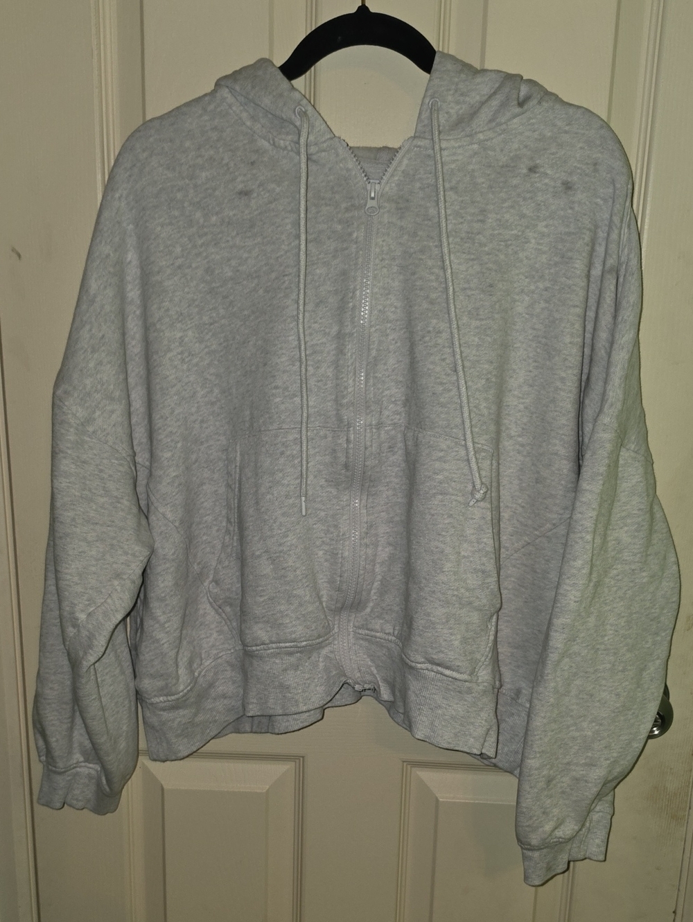 Old Navy Light Gray Men's Zip-Up Hoodie Sweater
